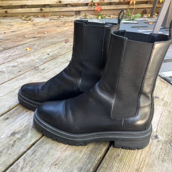 ba&sh Coda Leather Chelsea Boots Black Size 39 Minimalist Luxe - Picture 4 of 6